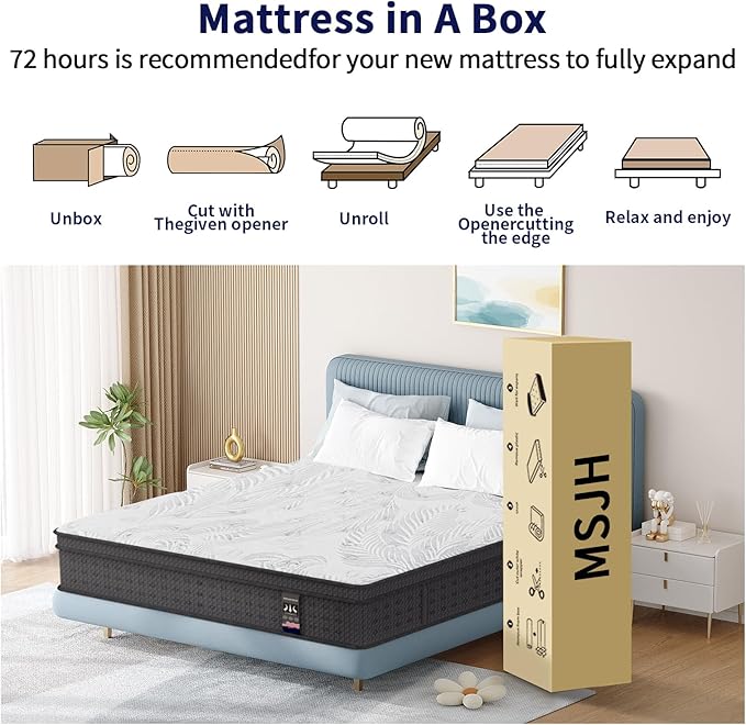 Full Mattress 14 Inch,Memory Foam Mattress with Pocket Spring, Soft & Comfortable Medium Plush, Motion Isolation, Pressure Relief, CertiPUR-US Certified (75"*54"*14")
