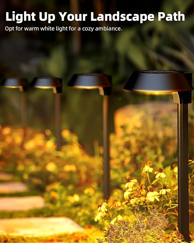 Solar Lights Outdoor Waterproof, LED Solar Pathway Lights Outdoor Garden Landscape Lighting for Walkway Driveway, Auto On/Off, 6 Pack