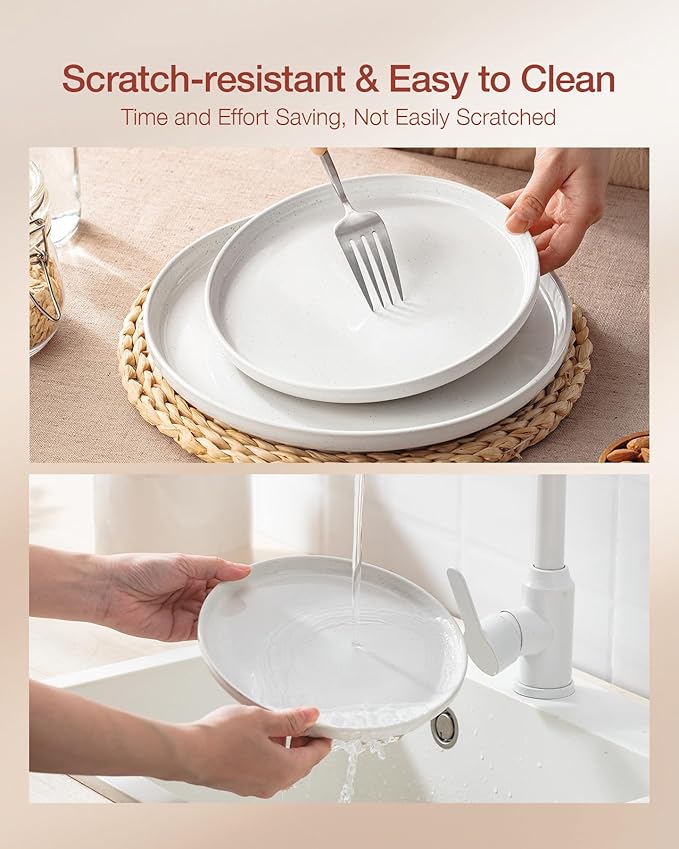 Famiware Milkyway Plates and Bowls Set, 18 Pieces Dinnerware Sets, Dishes Set for 6, White