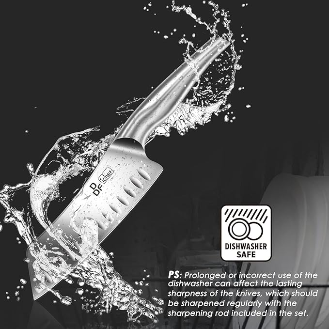 Kitchen Knife Set with Block, DDF iohEF 16 PCS Knife Sets for Kitchen with Block Japanese Stainless Steel, Ultra Sharp Chef Knife Set with Sharpener