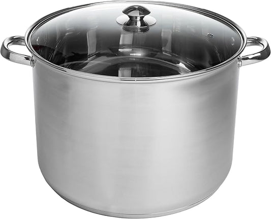 Ecolution Stainless Steel Stock Pot, Encapsulated Induction Ready Cooking Pot with Glass Lid, Oven Safe, Dishwasher Safe Soup Pot, 24-Quart