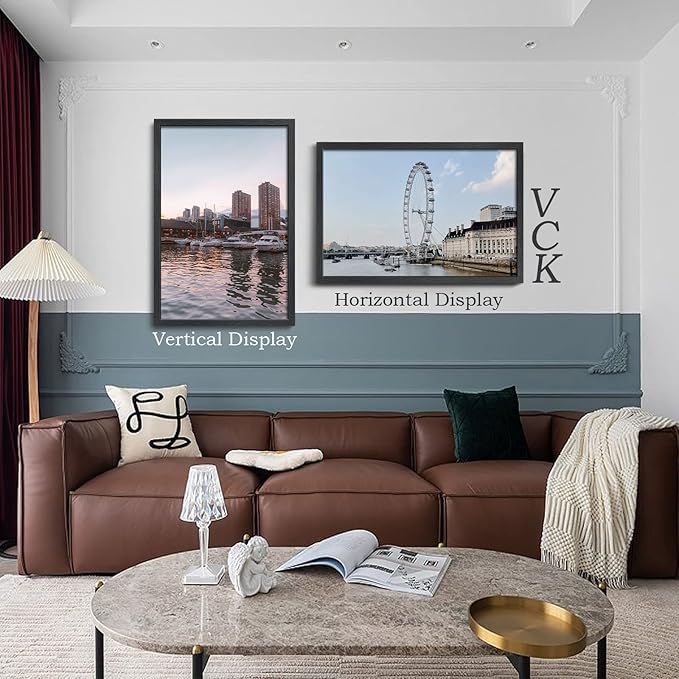 VCK 24x36 Poster Frames Black 4 Pack, Textured Exclusive Solid Wood Picture Frame, Wall Gallery Frame