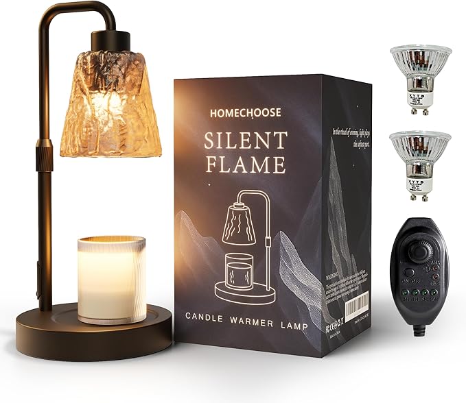 Black Candle Warmer Lamp with Timer Dimmer,Height Adjustable Candle Wax Warmer,Modern Iceberg Wax Melt Warmer for Jar Candles, Birthday Gifts for Women Mom Friend Sister, Bedroom House Warming Decor
