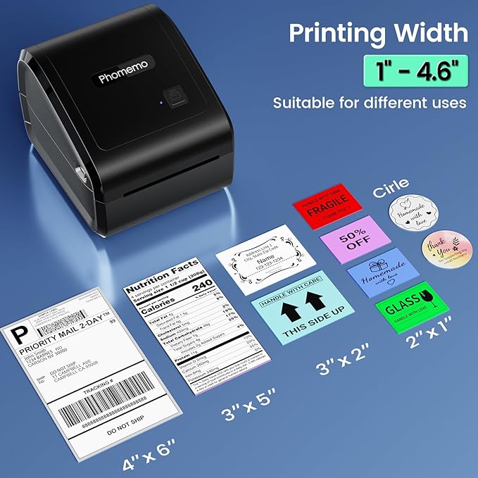 Phomemo Bluetooth Thermal Label Printer, D550BT 4x6 Shipping Label Printer for Small Business, Wireless Barcodes Printer for Shipping Packages, Compatible with iPhone, Android, Mac, Shopify, USPS