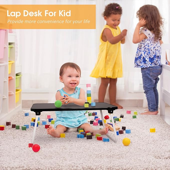 Bed Tray Table Folding Breakfast Tray,Portable Lightweight for Kitchen Serving Sofa Couch Floor (White Black Two)