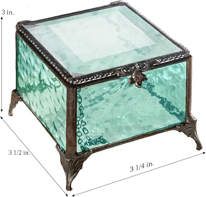 Personalized Engraved Jewelry Box Decorative Vanity Display Stained Glass Keepsake - J Devlin Box EB217-1 (Windsor Blue)