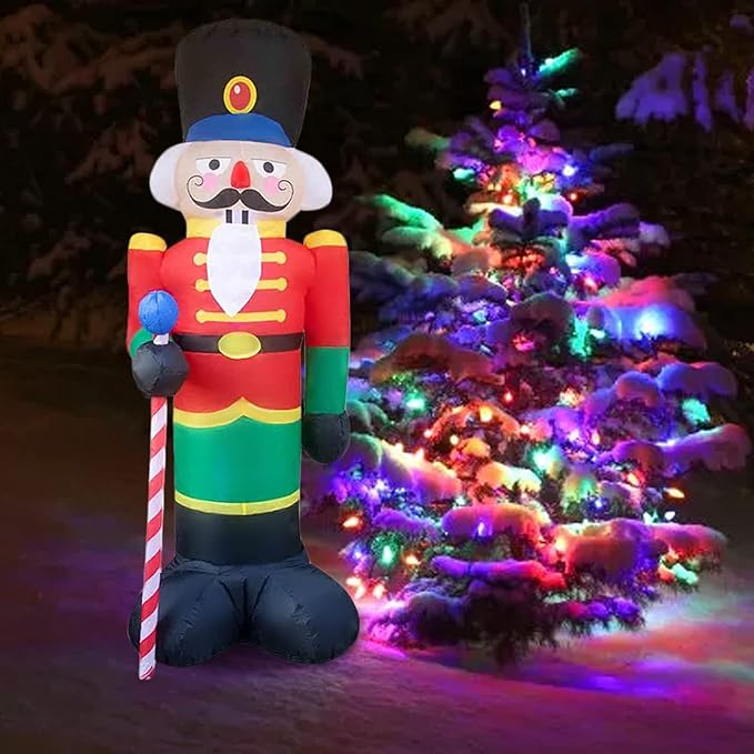 2 Packs 8ft Nutcracker Soldier Christmas Inflatable Decor for Yard/Outdoor/Lawn/Porch Decor