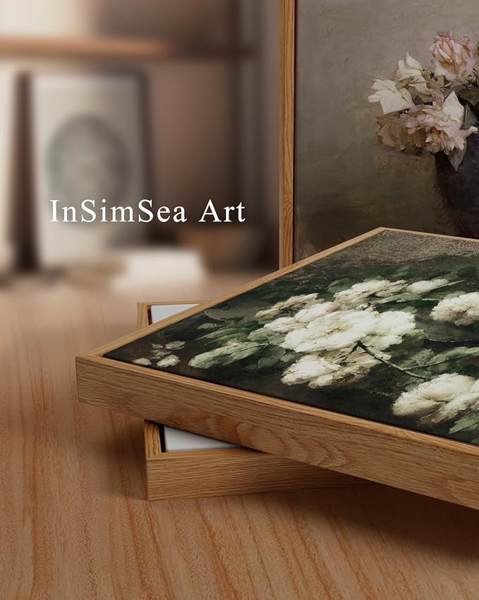 InSimSea Framed Canvas Wall Art Vintage Decor, Home Decor Vintage Flowers Modern Farmhouse Decor, Canvas Wall Art for Living Room, French Country Decor Wall Prints, 24"x36"