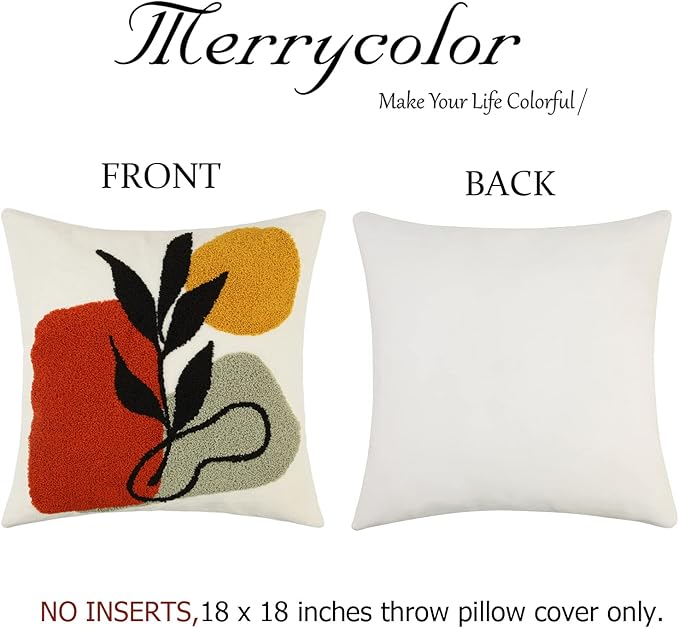 Merrycolor Abstract Boho Tufted Throw Pillow Covers 18x18 Mid Century Modern Pillow Covers Boho Pillows Decorative Throw Pillow Case Minimalist Bohemian Aesthetic Pillow Covers for Bed Couch Home,1PC