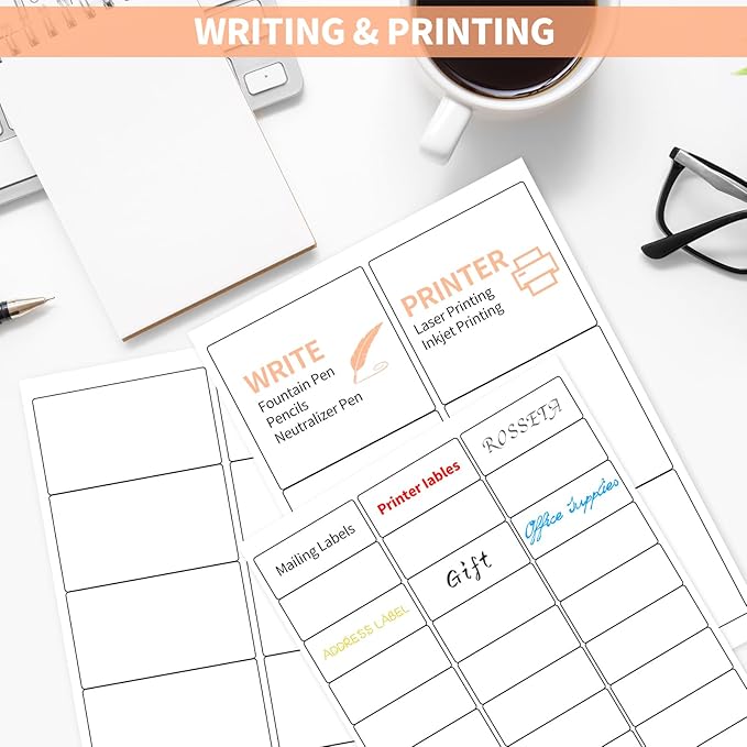 30 UP 15000 Stickers 500 Sheets 1" x 2-5/8" Shipping Return Address Labels for Laser Inkjet Printer, White Blank Mailing Labels