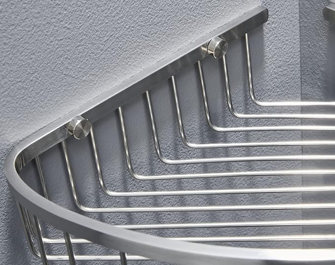 Bathroom Corner Shower Caddy Organizer, Corner-Hollow Design, SUS304 Stainless Steel Heavy Duty Rust-Proof Bathroom Shelf Organizer Holder, Wall Mounted Storage Rack, Brushed Nickel