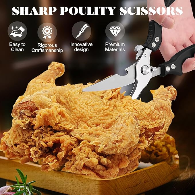 SiXing Kitchen Shears – Heavy Duty & Dishwasher Safe-Professional Stainless Steel Scissors for Meat, Poultry, Herbs. Sharp, Rust-Proof with Comfort Grip. Multi-Use Cooking Tool for Chefs & Home.