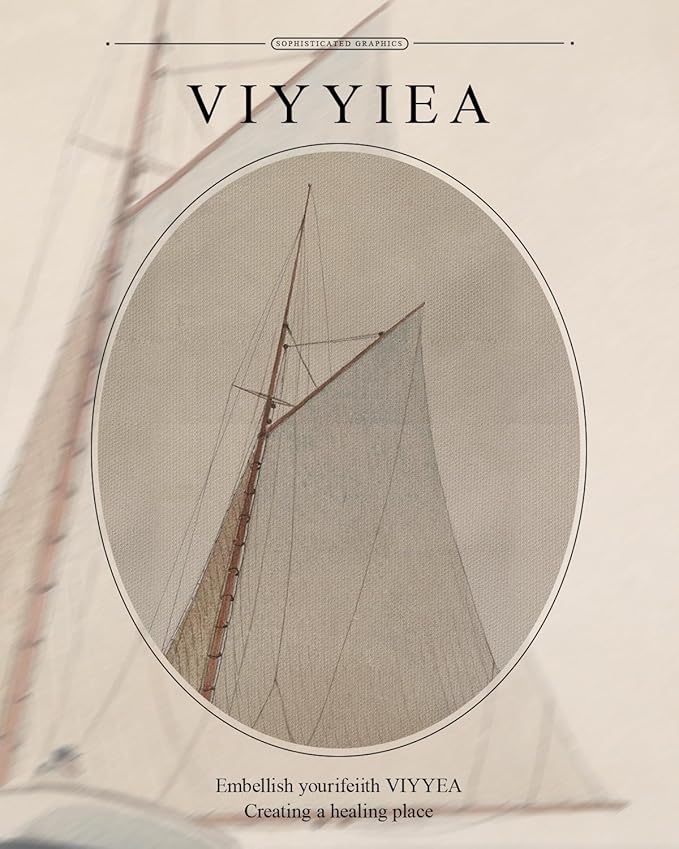 VIYYIEA Gold Framed Wall Art, White Sailboat Canvas Print Home Decor Vintage Art Painting Picture Bathroom Wall Decor, Sketch Artwork for Living Room Bedroom Kitchen Office - 10L x 8W