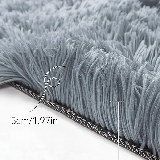 TTLOJ Rectangle Rug for Play Tent, Decorative Area Rug, Fluffy Soft Mat Pad for Kids' Playhouse, Nursery, Children's Room Decor, Dormitory Velvet 50.5" Lx38.5" W Gray