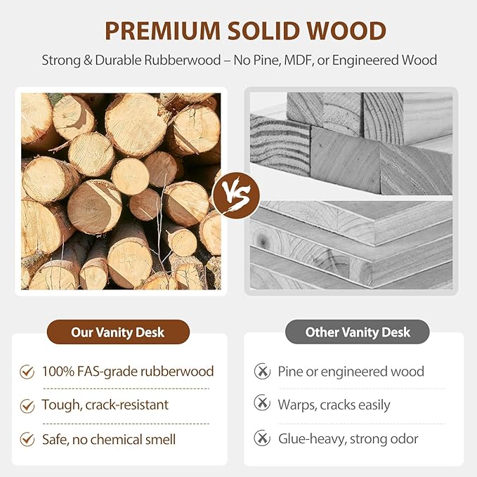 Solid Wood Small Vanity Desk with Mirror and Lights, Narrow Makeup Vanity for Small Space, Flip Top Vanity Side Table, 3 Color Modes & Adjustable Brightness, 15.7" Slim Dressing Table, Walnut