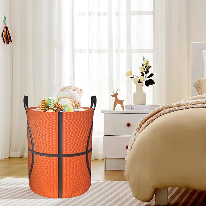 Basketball Texture Laundry Basket,Waterproof Laundry Hamper,Collapsible Organizer Basket for Storage Bin Toy Bins, Dirty Clothes Laundry Basket for Living Room/Bathroom/Bedroom