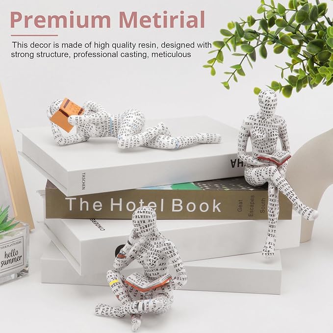 puthiac Small Decor Items for Shelf - Reading Woman Figurine Sculpture Thinker Statue - Modern Abstract Home Decor for Living Room, Office, Bedroom - Elegant and Aesthetic Decoration Statue 03