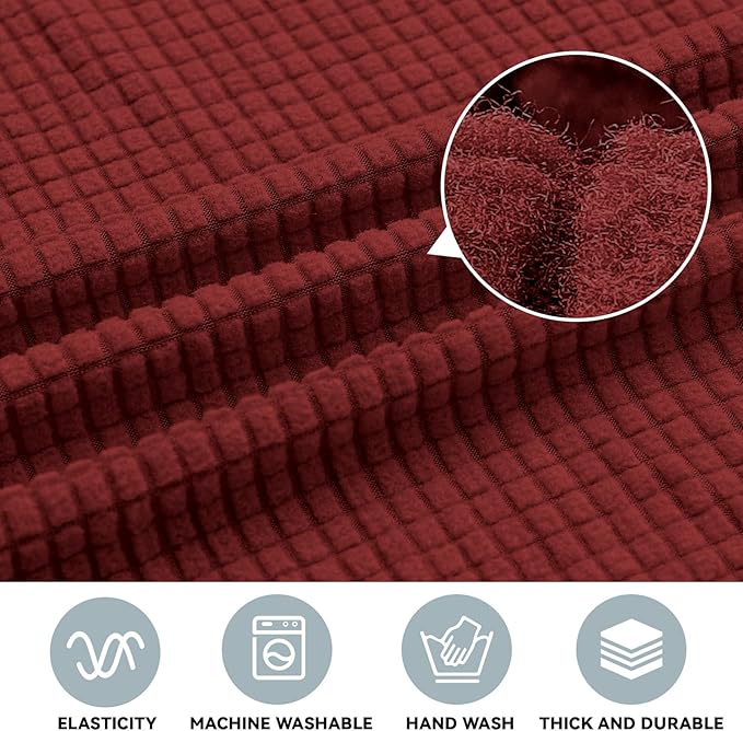 LURKA Stretch Oversized Sofa Slipcovers 1 Piece Couch Covers for 3 Cushion Couch Sofa Furniture Protector Full Sofa Covers with Elastic Bottom for Kids and Pet (X-Large,Dark Red)