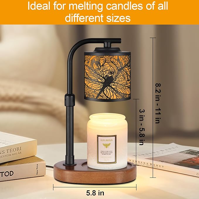 Candle Warmer Lamp with Timer, Electric Candle Lamp Warmer Birthday for Mom Women Home Bedroom Decor Wax Melt Warmer for Scented Wax with Jar Candles (Dragonfly)