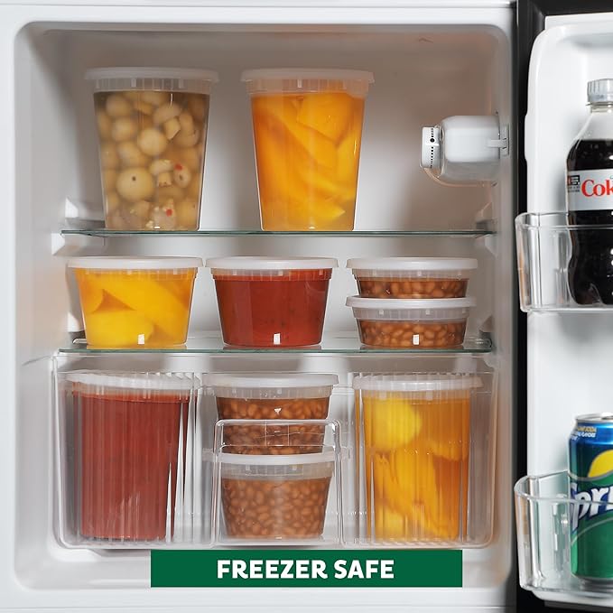 Freshware Food Storage Containers [50 Set] 25 oz Plastic Deli Containers with Lids, Slime, Soup, Meal Prep Containers, BPA Free, Stackable, Leakproof, Microwave, Dishwasher and Freezer Safe