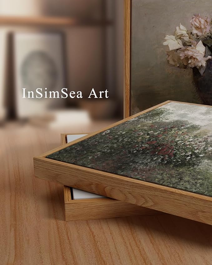 InSimSea Framed Canvas Wall Art Vintage Decor, Farmhouse Room Aesthetic, Living Room Wall Art, Cottagecore Bedroom Kitchen Bathroom Decor, 24"x36"