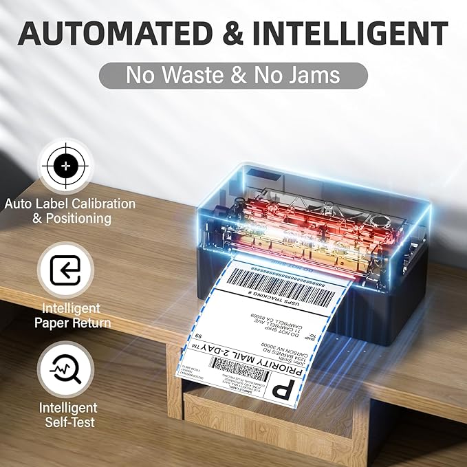 Label Printer, 4x6 Shipping Label Thermal Printer for Packages, Bluetooth Conection and Compatible with Android. iPhone.Windows, Mac, Chromebook, Amazon, Ebay, UPS.USPS, FedEx, Shopify