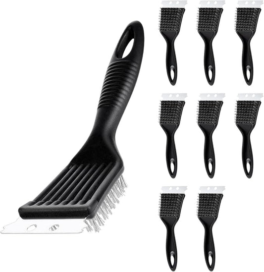 9 Pieces Grill Brush and Scraper Stainless Steel Wire Grill Brush Extra Strong BBQ Cleaner Accessories Heavy Duty Barbecue Grill Cleaning Brush Cleaner (8 Inch)
