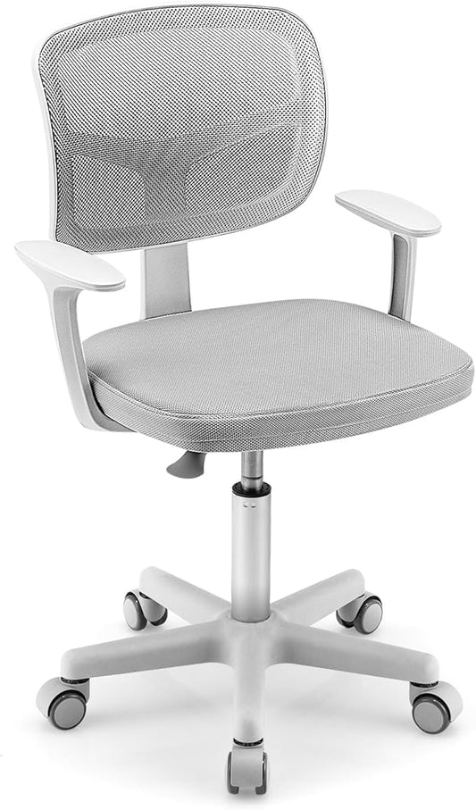 HONEY JOY Kids Desk Chair, Height Adjustable Children Study Chair, Swivel Mesh Task Student Chair, Universal Casters, Child Computer Desk Chair for Boys Girls Age 3-10 (Gray)