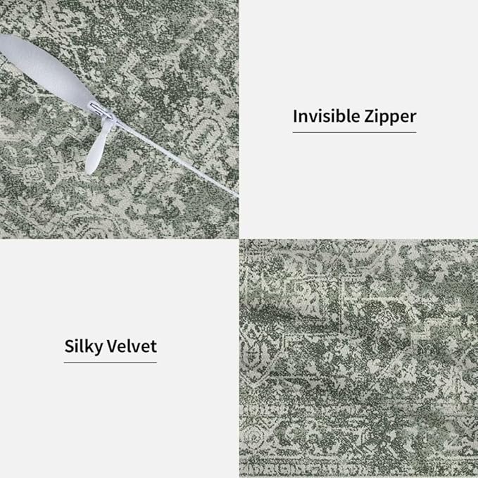 Sage Green Boho Pillow Covers 20 x 20 Inch Set of 2, Bohemian Carpet Pattern Decorative Throw Pillows Ethnic Vintage Farmhouse Pillow Cases Linen Gifts for Couch Sofa Outdoor Decor