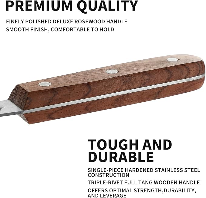 GRILLGEN 6-Piece Professional Griddle Accessories Kit for Griddle Cooking, Premium Rosewood Handles Spatulas Set with Scraper, Santoku Knife, Carving Fork, Storage Bag, Flat Top Grill Accessories