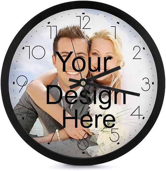 Custom Wall Clock, Personalized Wall Clock with Photo/Image Text Non-Ticking Clock Silent Customized Digital Wall Clocks Customized Gift for Living Room Kitchen Bathroom Home Decor 10''