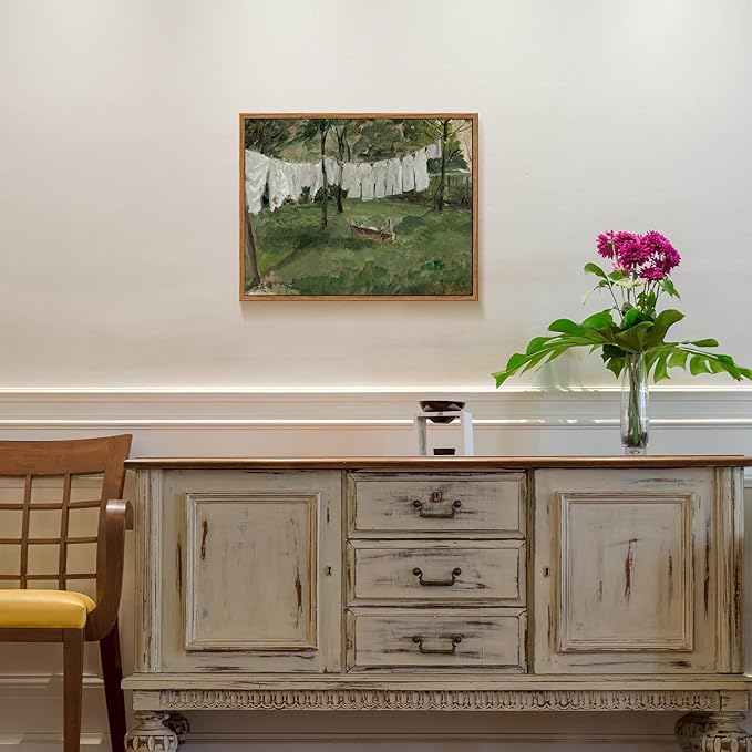 InSimSea Framed Wall Art for Living Room for Living RoomVintage Laundry Room Art Print Antique Oil Painting Country Landscape Vintage Wall Art Canvas for Bedroom OfficeGallery 11x14in