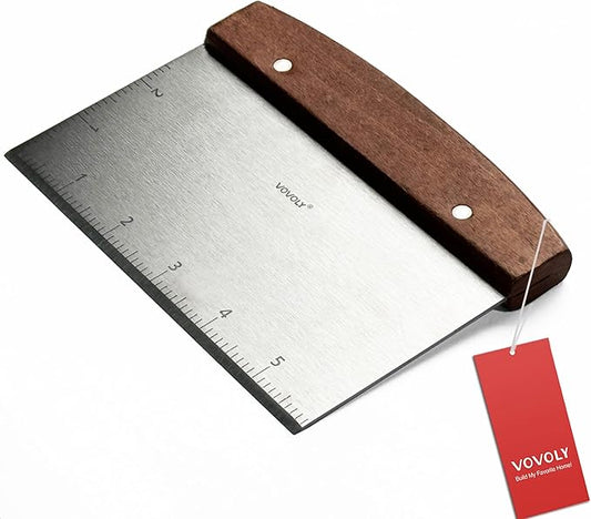 Vovoly Multipurpose Bench Scraper Kitchen Utensil for Flat Top Griddle, Dough Scraper Cutter for Bread and Pizza Cutter - Stainless Steel Metal Griddle Scraper Chopper