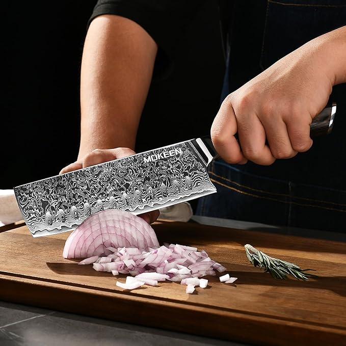 Nakiri Knife 7 Inch, 67 Layers VG10 Damascus Steel Kitchen Knife for Slicing Cutting Meat Vegetable - PakkaWood Handle Cleaver Chef Knife for Home Cooking Gift Box