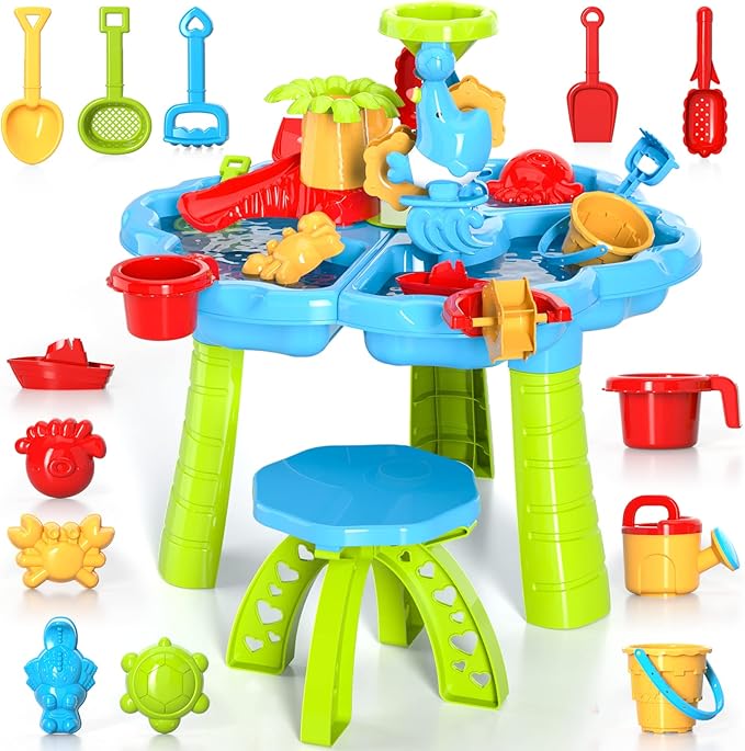 3 in 1 Water Table for Toddlers 3-5 Years Kids Ages 4-8, Kids Summer Activity Sensory Play Outdoor Beach Backyard Sand Water Table Toys for Toddlers, Birthday Gift Toys for Boys Girls