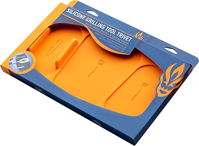 Ignite Grilling Trivet – 100% Non-Slip Silicone BBQ Mat – Reusable Tool Holder for Tongs, Spatula & Basting Brush – Keeps Grill Clean & Organized – Easy to Wash