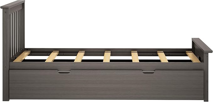 Max & Lily Twin Bed, Wood Bed Frame with Headboard For Kids with Trundle, Slatted, Clay