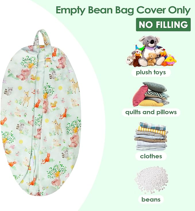 Bean Bag Chair for Kids Stuffed Animal Storage Beanbag Chairs,Toddler Toy Storage Organizer for Girls and Boys,Large 32'' Cover Only（No Filling)