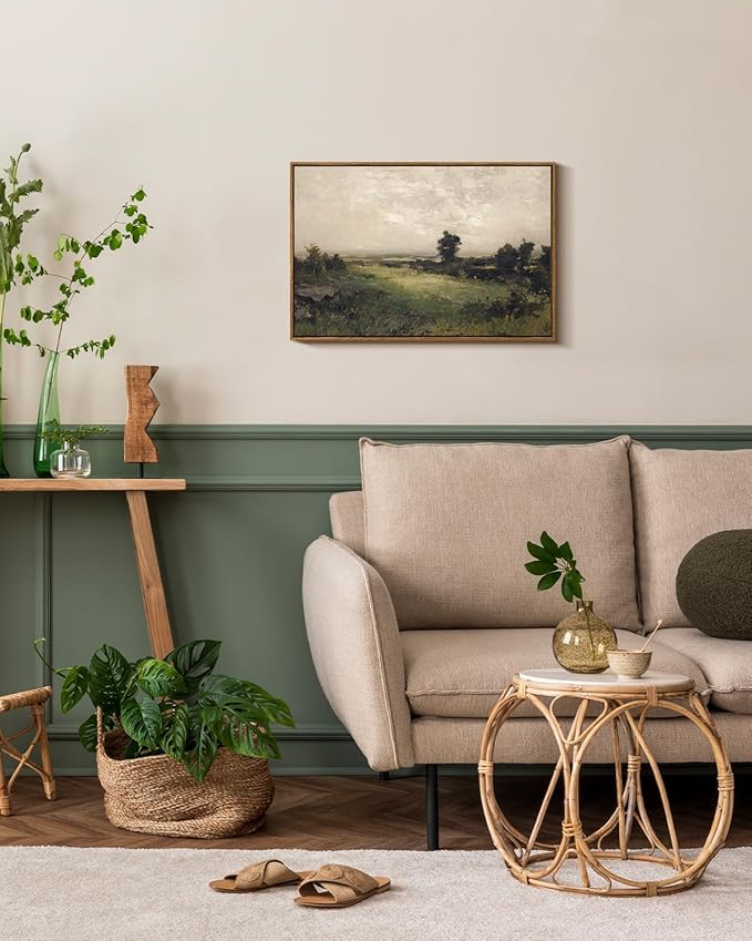 InSimSea Framed Vintage Landscape Canvas Large Wall Art, Wild Field Oil Painting Prints, Cottagecore Wall Decor for Living Room, Bedroom, Bathroom, Office Decor 20x30inch, Housatonic Valley