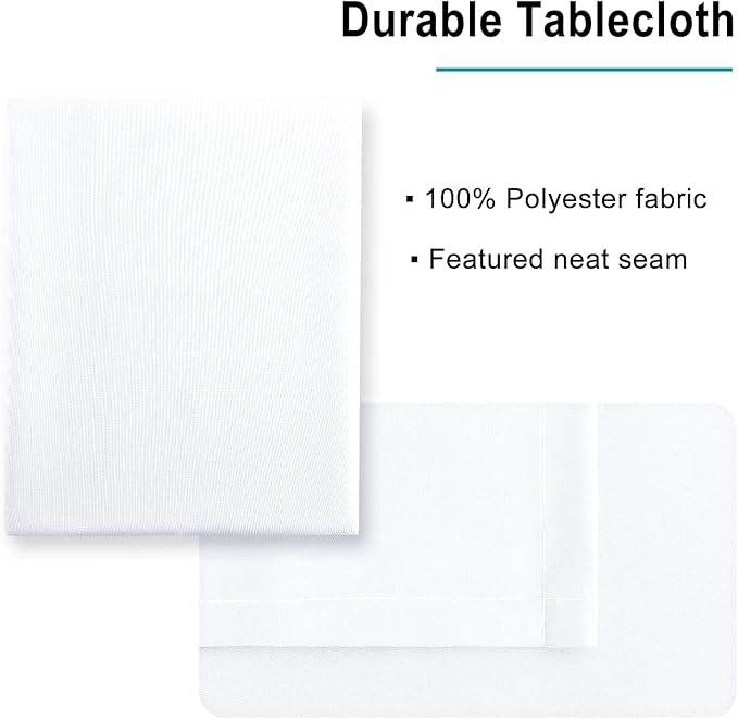 Hiasan White Rectangle Tablecloth - Waterproof Washable Polyester Fabric Table Cloth for Buffect Dining Birthday Party Wedding, 70 x 108 Inch