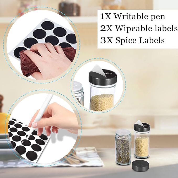 KALINCO Rotating Spice Rack Organizer, Revolving Spice Rack for Cabinet, Stainless Steel Spice Organizer with Jars(20-Jar) Black