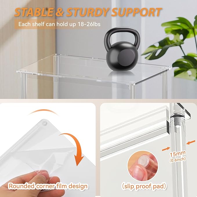 Acrylic Cabinet Organizer Shelf-2 Pack,Stackable Spice Rack Organizer for Cabinet,Clear Shelves for Kitchen Organizers and Storage