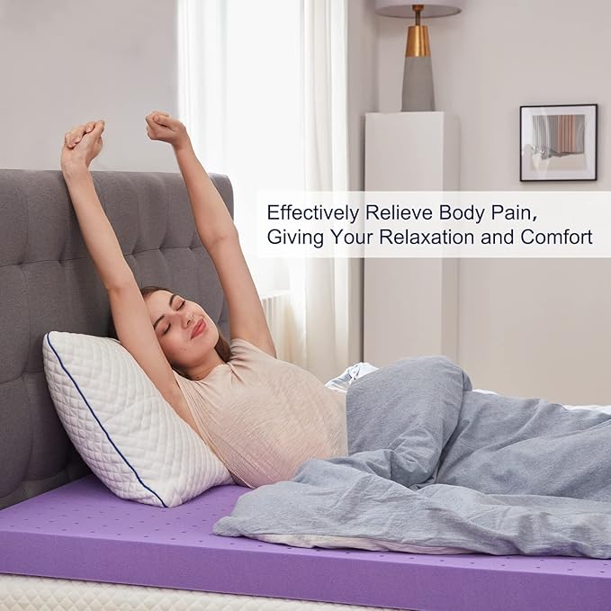 SINWEEK 1.5 Inch Gel Memory Foam Mattress Topper Ventilated Soft Pressure Relieve Mattress Pad, Breathable Bed Topper, CertiPUR-US Certified, Twin Size