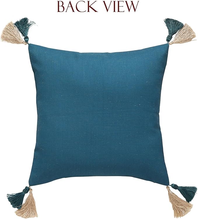 patdrea Designer Square Throw Pillow Covers Set of 2,French Floral Blue Farmhouse Linen Vine Branch Pattern Pillow Cover,Decorative Pillowcases Cushion for Bed Living Room Outdoor Car,18"x18"