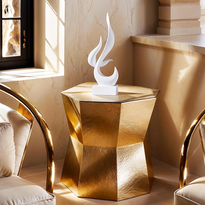 Dosker White Flame Sculptures Home Decor, Abstract Statues Shelf Decor, Table Decor for Living Room Office, Kitchen