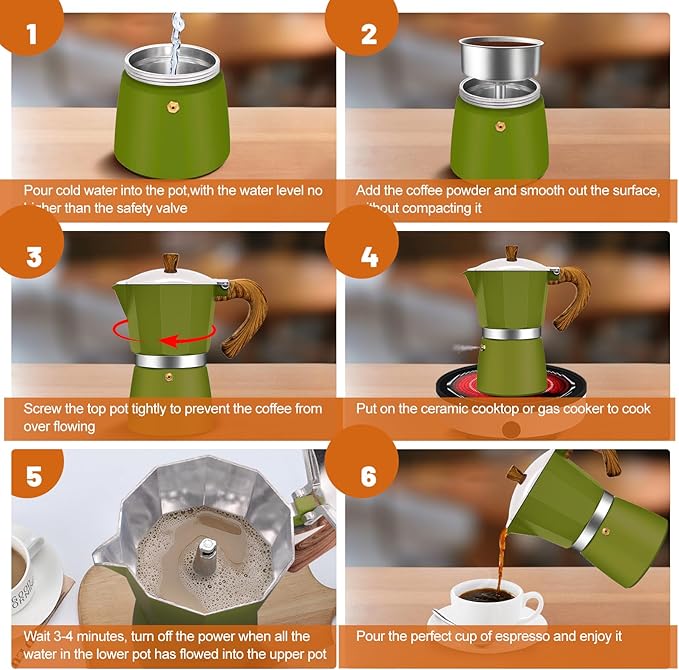 3 Cup Aluminum Espresso Stovetop Moka Pot Express Coffee Maker Percolator Italian Classic Mocha Coffee Machine for Italian and Cuban Cafe Brewing for Home & Camping 150ml 5oz