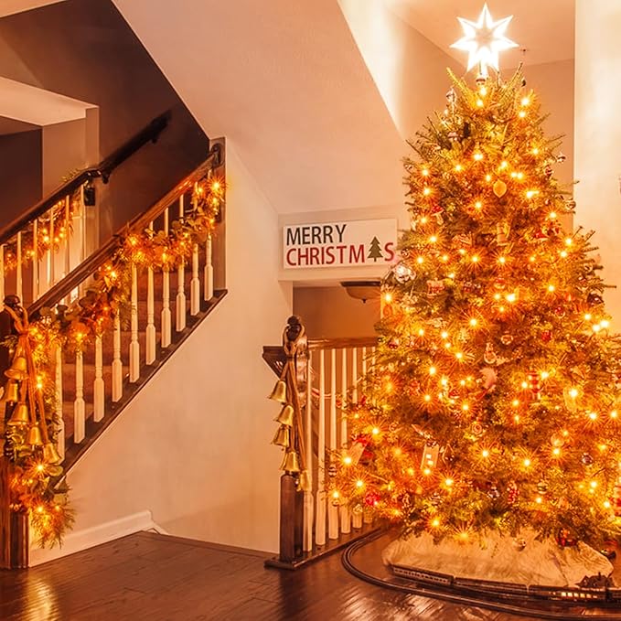 JMEXSUSS 500 LED Halloween Lights Outdoor, 163FT 8 Modes Orange Halloween Light Indoor Clear Wire, Outdoor Waterproof Thanksgiving Lights Plug in for Fall Room Porch Christmas