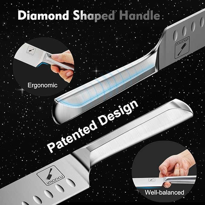 imarku 15 PCS Kitchen Knife Set with Diamond-Shaped Handles Premium German High-Carbon Stainless Steel Chef Knife Set Dishwasher-Safe Kitchen Knives with Block Father's Day Gifts