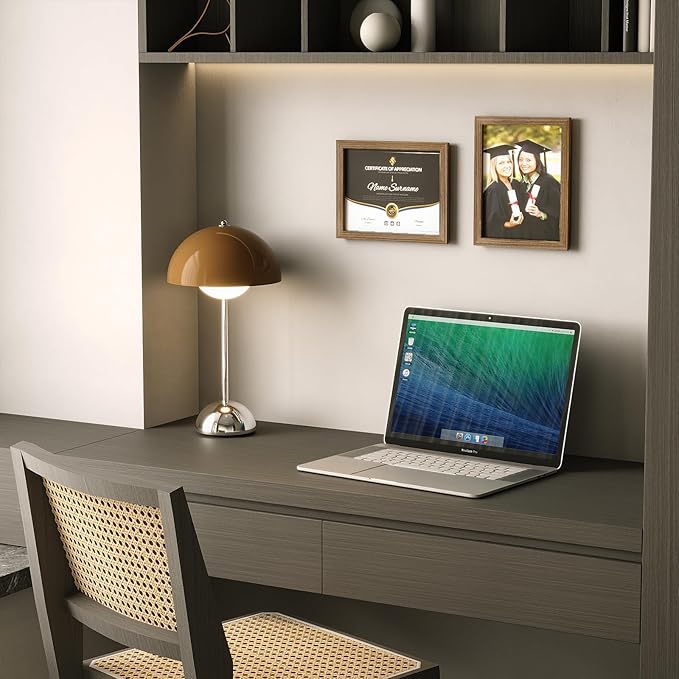 KINLINK 8.5x11 Picture Frame Brown, Solid Wood Diploma Frames with Acrylic Plexiglass for Pictures, Certificate Degree Document Frame Tabletop and Wall Mounting Display, 4 Pack