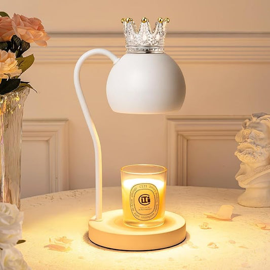 Elegant Electric Candle Warmer Lamp with Timer, Crown Design – Scented Jar Candle Melter for Home Decor, Housewarming, Birthday, and Christmas (Includes 2 Bulbs)